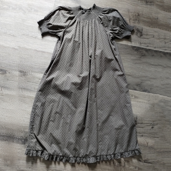 NWT Quince Swiss Dot Cotton Midi Dress Charcoal Grey - Picture 4 of 12